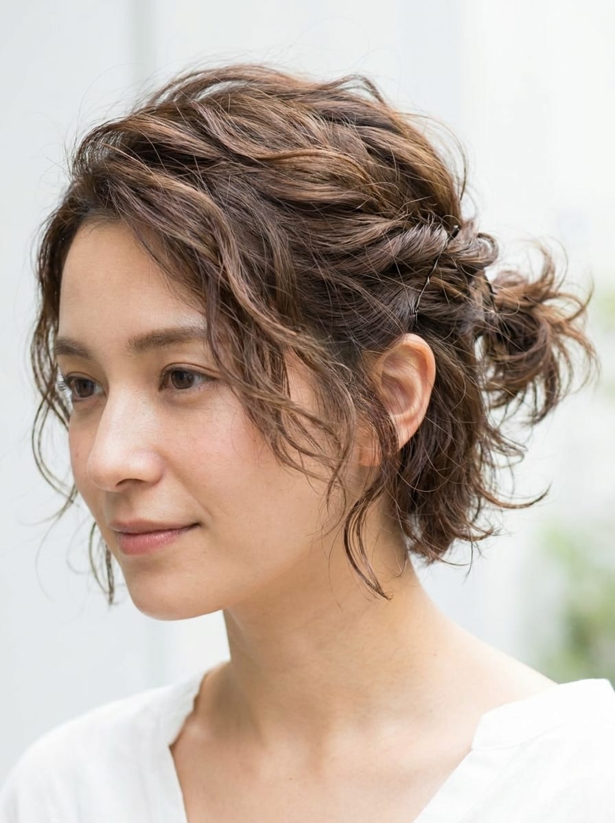 Messy Mini Updo - Hochsteckfrisur für kurze Haare